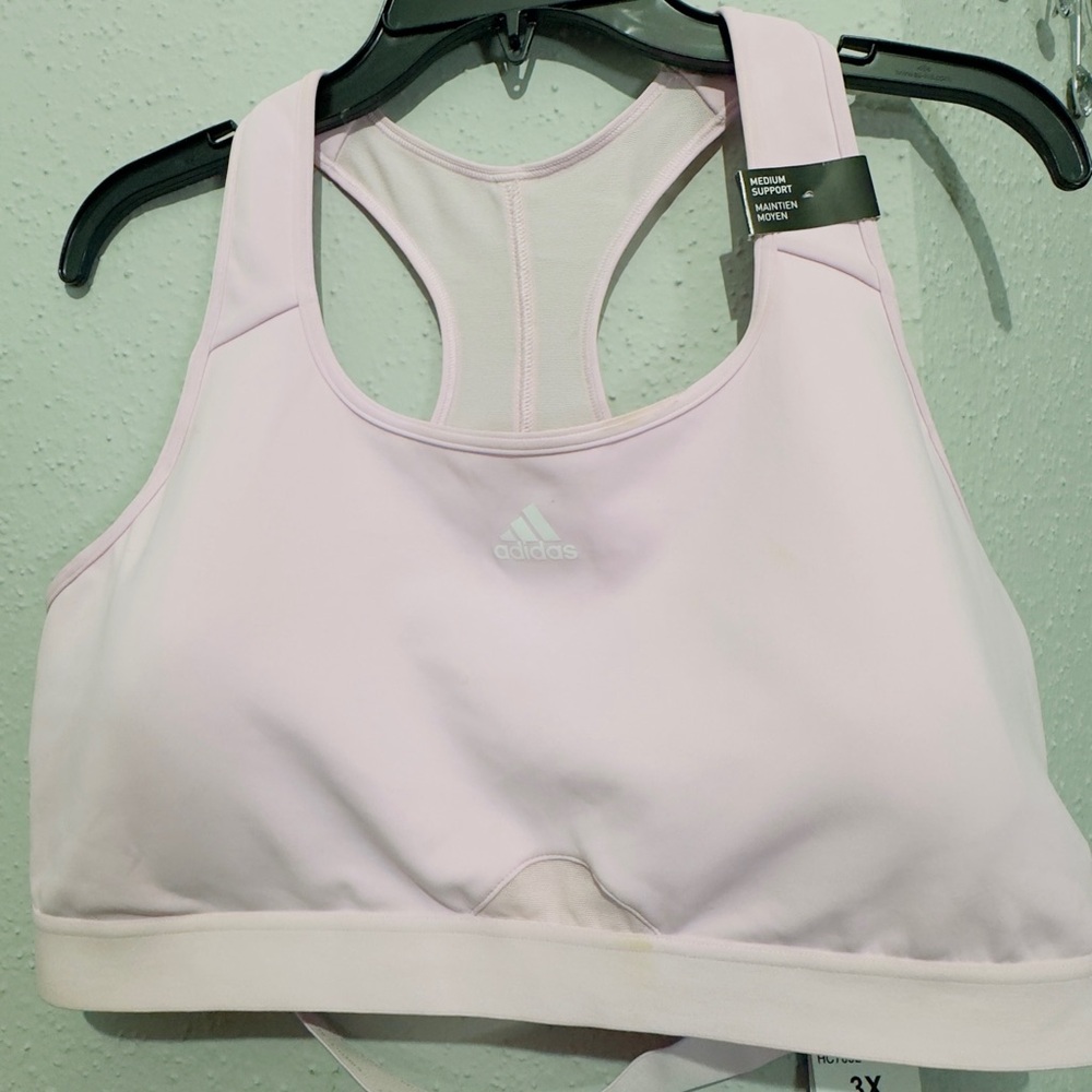 adidas Soft Pink Racerback Medium Support Sports Bra